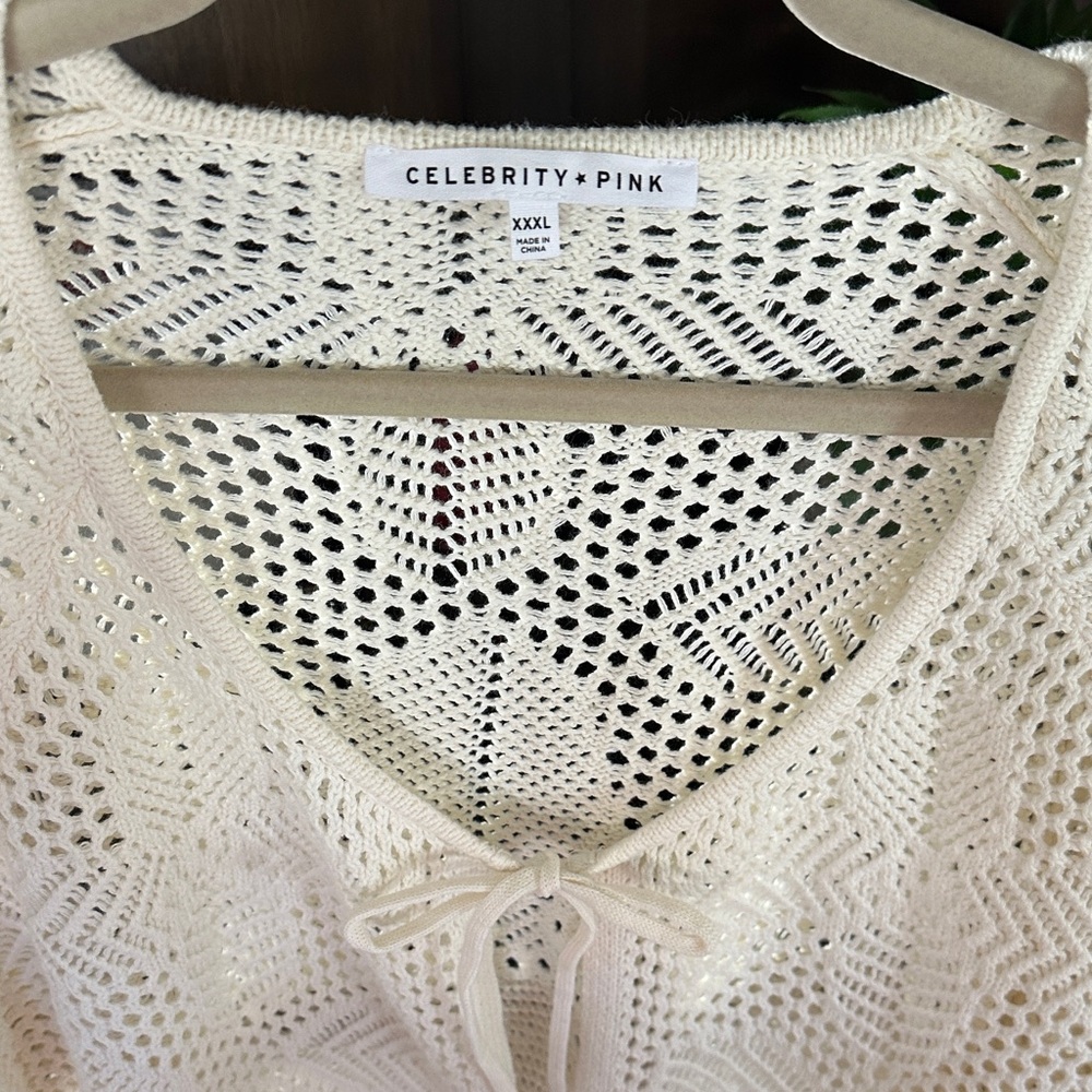 Boho Cream Crochet Bow Cardigan - Picture 5 of 11